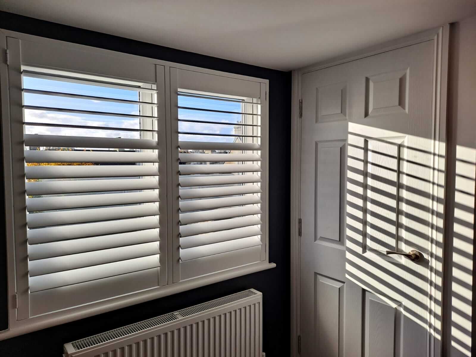 Bedford window shutter full height pure white reflection